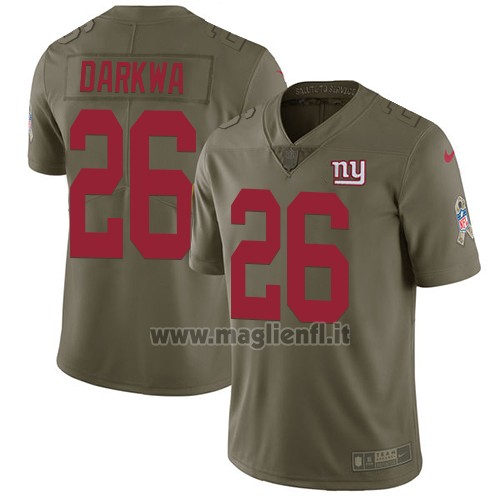 Maglia NFL Limited New York Giants 26 Orleans Darkwa Olive Stitched 2017 Salute To Service